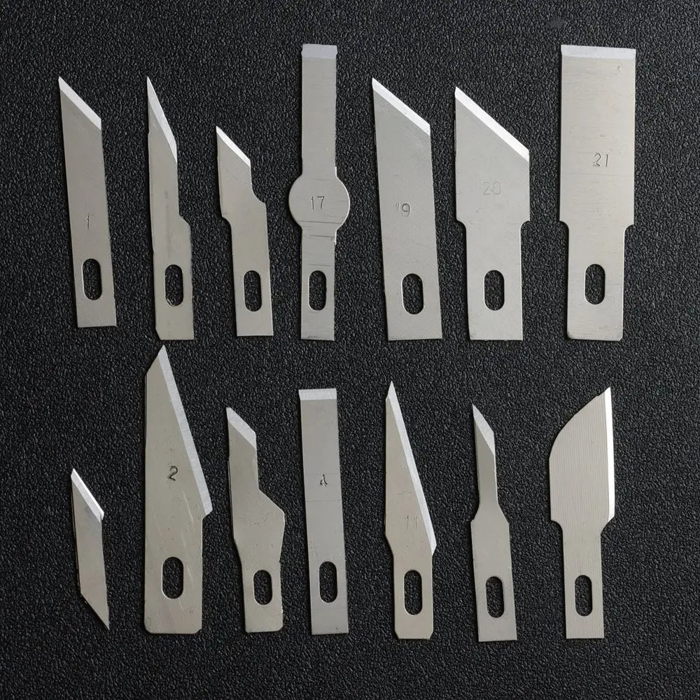 10PCS Klingen Cutter Handwerk Holz Carving Messer Gravur Nicht-Slip Metall Skalpell Messer Teile Handy PCB Reparatur hand Werkzeuge So ist Leben
