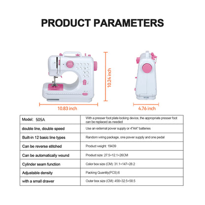 12 Stiche elektrische Nähmaschine Haushalt Doppelfaden Nähmaschine EU 220 V rosa Knopf austauschbares Nähfußdesign So ist Leben