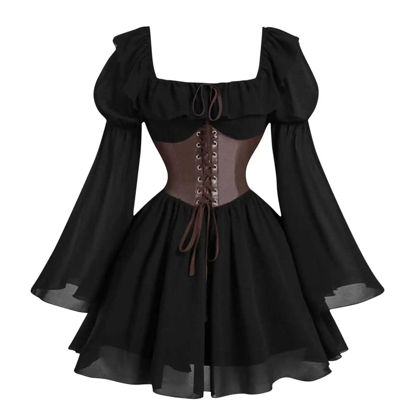 Renaissance-Periode mittelalterliches neues langärmeliges Damenkleid mit Blasenärmeln, Halloween-Mode, Retro, neuer Party-Taillenrock So ist Leben