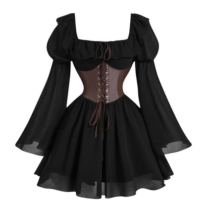 Renaissance-Periode mittelalterliches neues langärmeliges Damenkleid mit Blasenärmeln, Halloween-Mode, Retro, neuer Party-Taillenrock So ist Leben