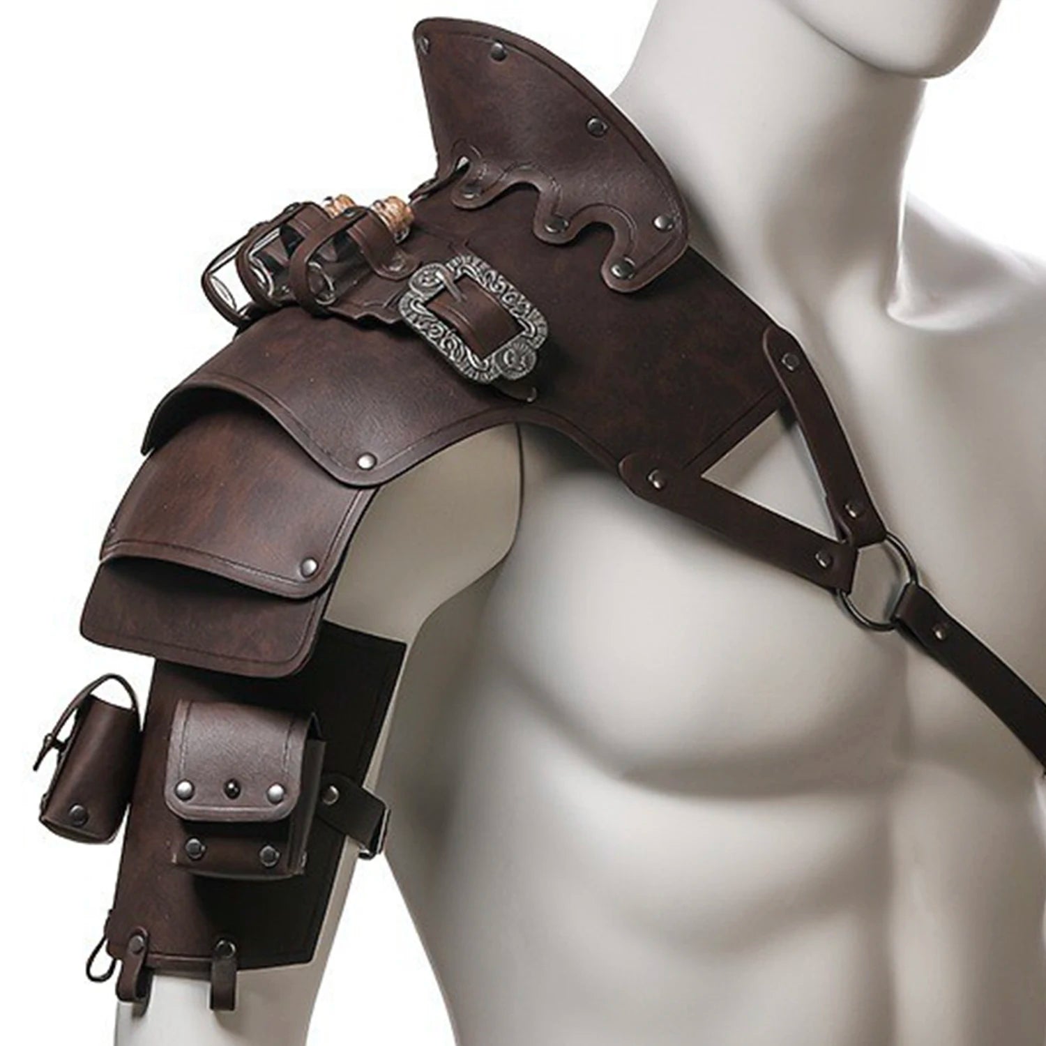 Mittelalterlicher Wikinger-Krieger, Ritter, Schulterpanzer, Gladiator, Piraten-Pauldrons, Steampunk, Vintage-Stil, PU-Leder, Spaulders, Cosplay-Kostüm So ist Leben