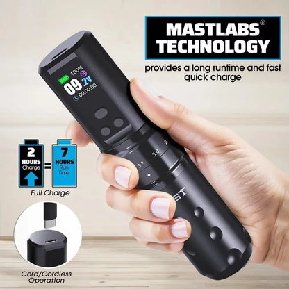 Mast Fold2 Pro Tätowiermaschine Komplett mit Kit Kabellos Rotary Pen 7 Hübe 2 Akkus 2000 mAh Netzteil für Körperkunst Dauerhafter Make-up tattoo maschine set  tattoo zubehör So ist Leben