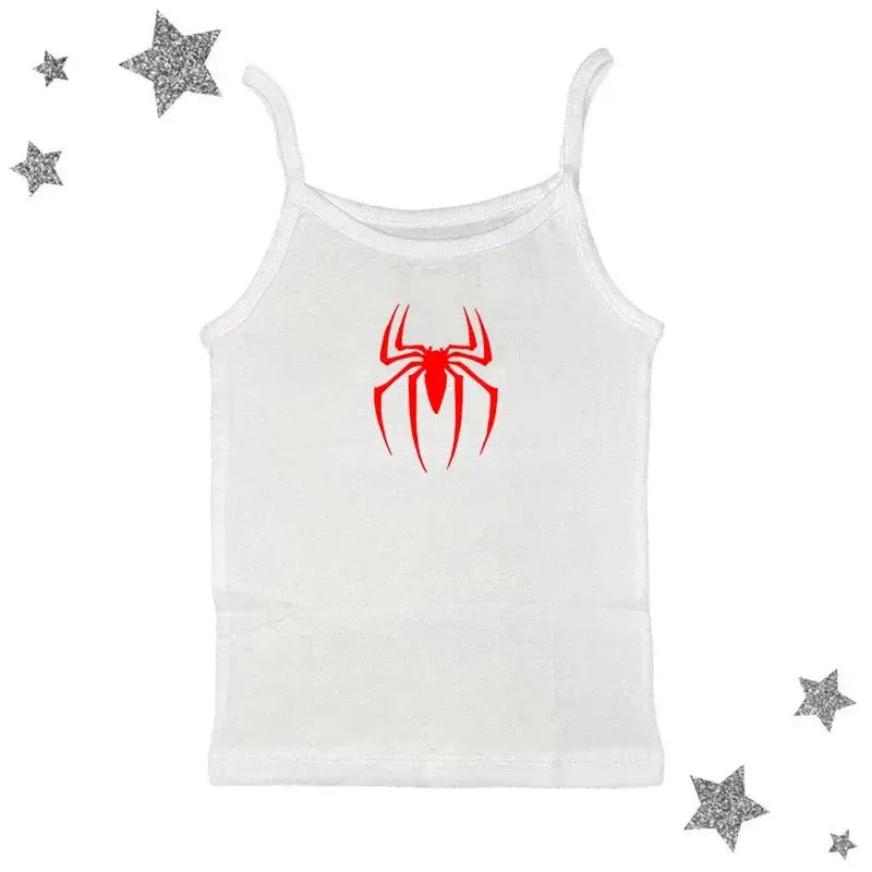 Y2k Tank Tops Sexy Frauen Sommer Camis Punk Y2K Harajuku Ärmellose Spinne Gedruckt Strumpfhosen Weste Femme Streetwear Grafik EMO Mädchen - So ist Leben