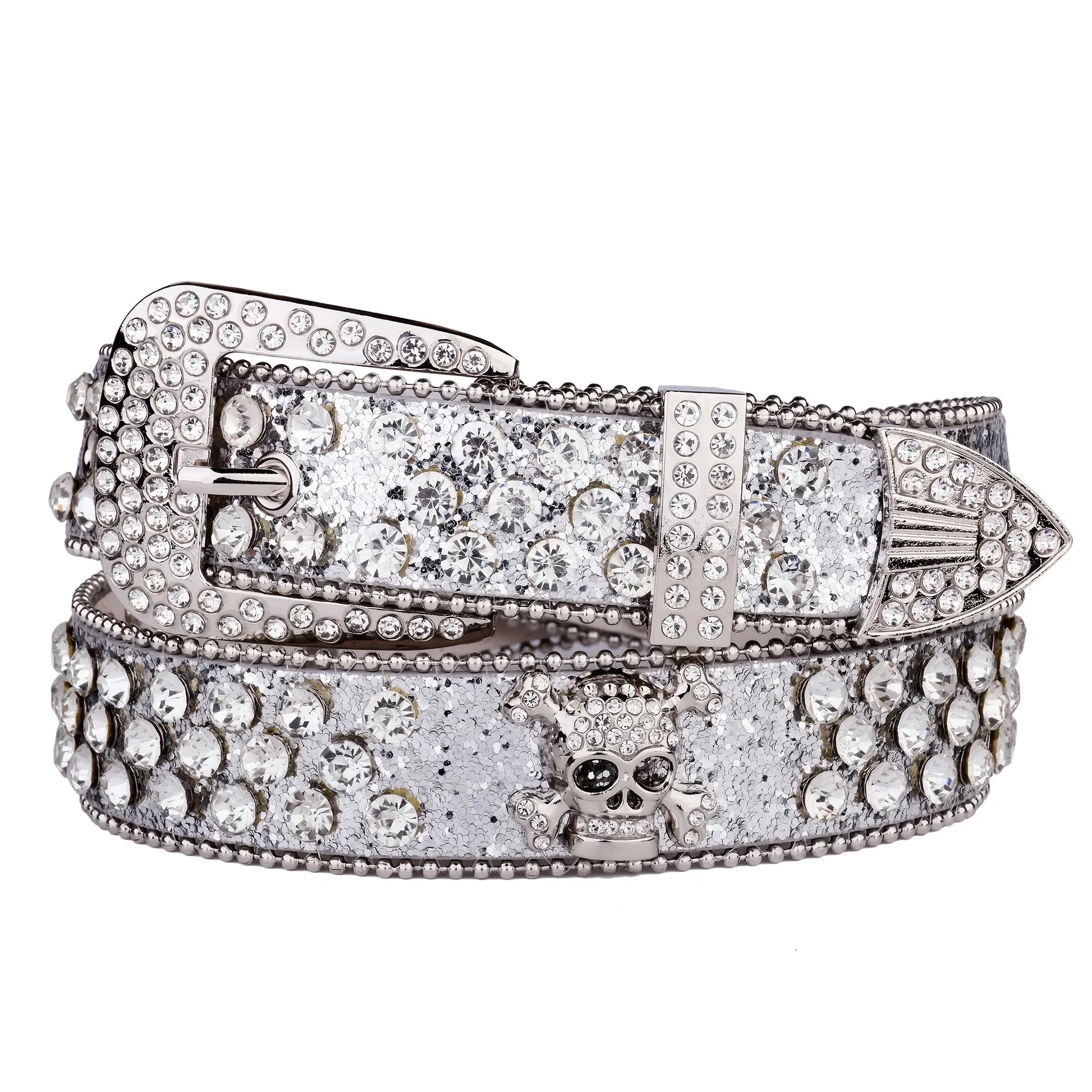 Strass-Schädelgürtel, Western-Cowgirl-Gürtel für Damen und Mädchen, mit Nieten besetzter Landgürtel aus PU-Leder So ist Leben
