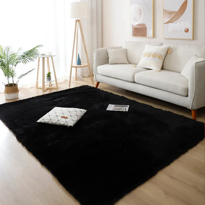Weißer flauschiger Flurteppich Modernes Wohnzimmer - So ist Leben
