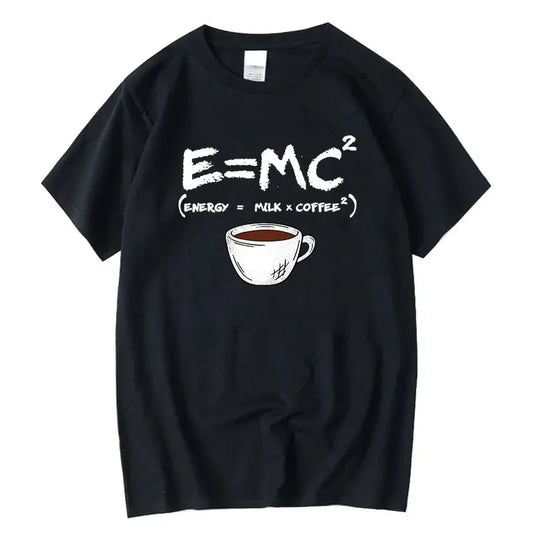 Lässiges, lustiges T-Shirt aus Baumwolle mit „Energy=Milch+Kaffee“-Aufdruck - So ist Leben