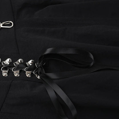 Goth Dark Acubi Mode Schwarz Swing A-linie Rock Punk Grunge Metall Schnalle Streetwear Frauen Bandage Röcke Mall Gothic Alt Tuch So ist Leben