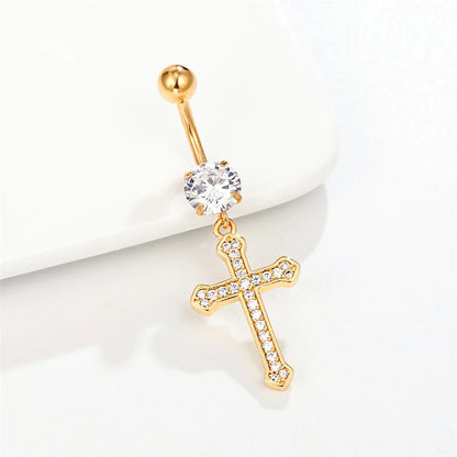 Chirurgischer Kreuz-Anhänger Bauchnabelpiercing Kristall Edelstahl Bauchnabelpiercing Ohrring 14G 10mm Barbell Körperschmuck Accessoires So ist Leben