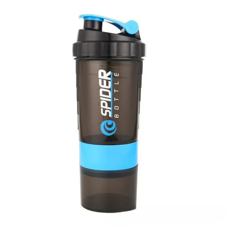 500 ml geschichtete Proteinflasche, Pulvershaker mit Pulver-Aufbewahrungsbehälter, große Wasserflasche, Wasserflasche mit Draht-Rührkugel So ist Leben