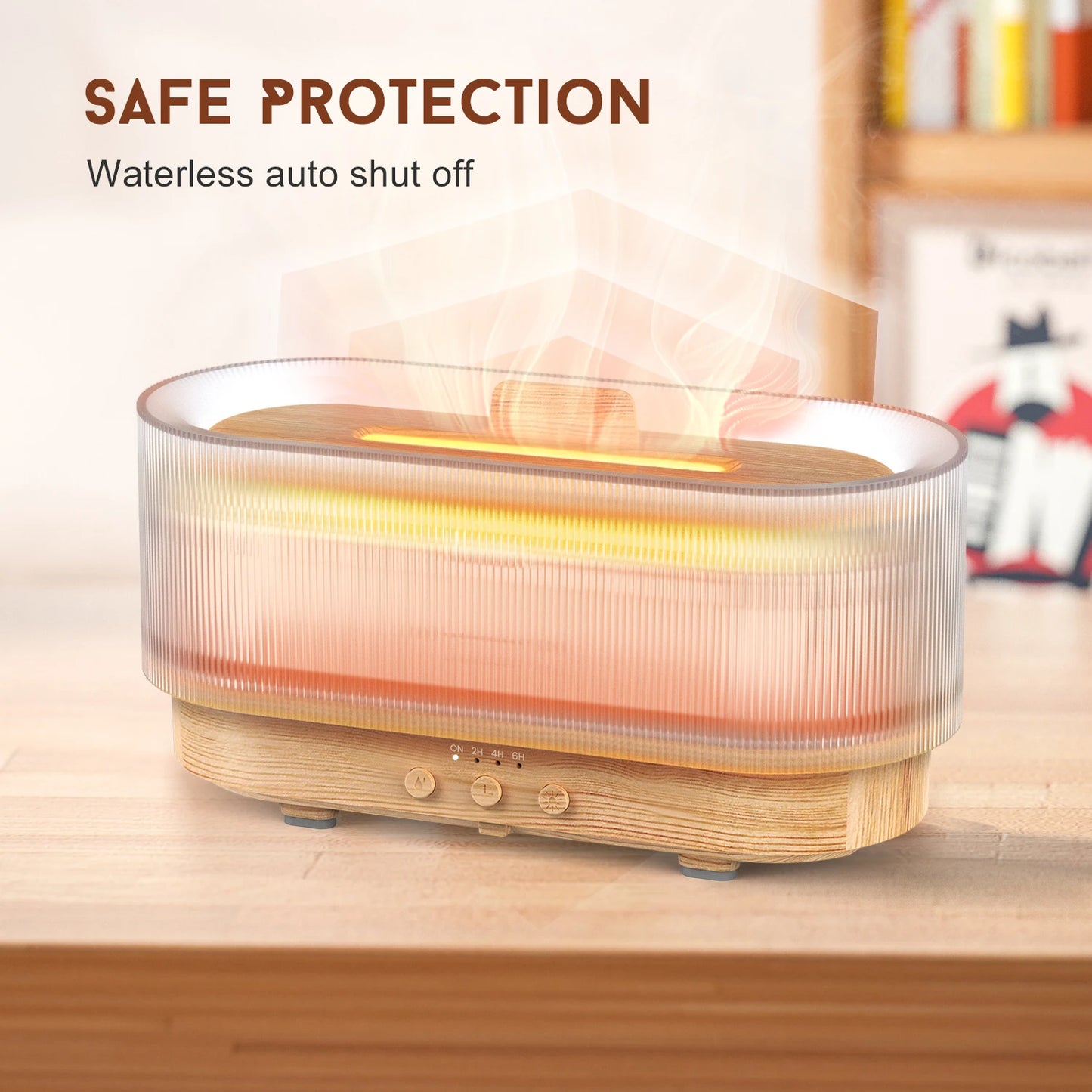 SEJOY Luftbefeuchter mit LED-Licht, Aroma-Diffusor für Ätherische Öle, Flammen-Automatik-Duftspender für Zuhause So ist Leben
