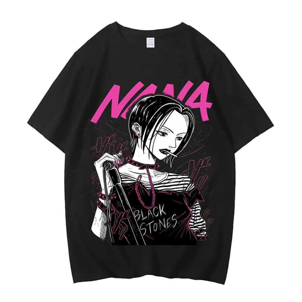 Black Stones Nana Osaki Baumwoll-T-Shirt männlich Y2k Grafik Pastell ästhetisches T-Shirt 2000er Kawaii Pastell Anime 2000er Bequem So ist Leben