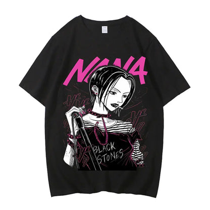 Black Stones Nana Osaki Baumwoll-T-Shirt männlich Y2k Grafik Pastell ästhetisches T-Shirt 2000er Kawaii Pastell Anime 2000er Bequem So ist Leben