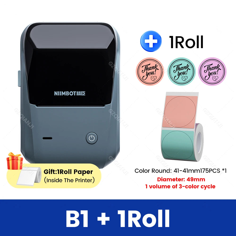 Original Niimbot B1 Etiketten drucker Farbe runde Aufkleber Handheld tragbare Bluetooth selbst klebende Etikettierung Business-Maschine klein So ist Leben