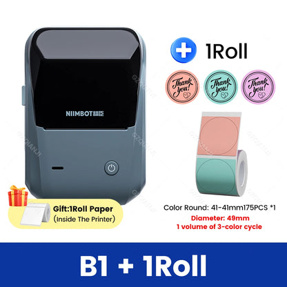 Original Niimbot B1 Etiketten drucker Farbe runde Aufkleber Handheld tragbare Bluetooth selbst klebende Etikettierung Business-Maschine klein So ist Leben