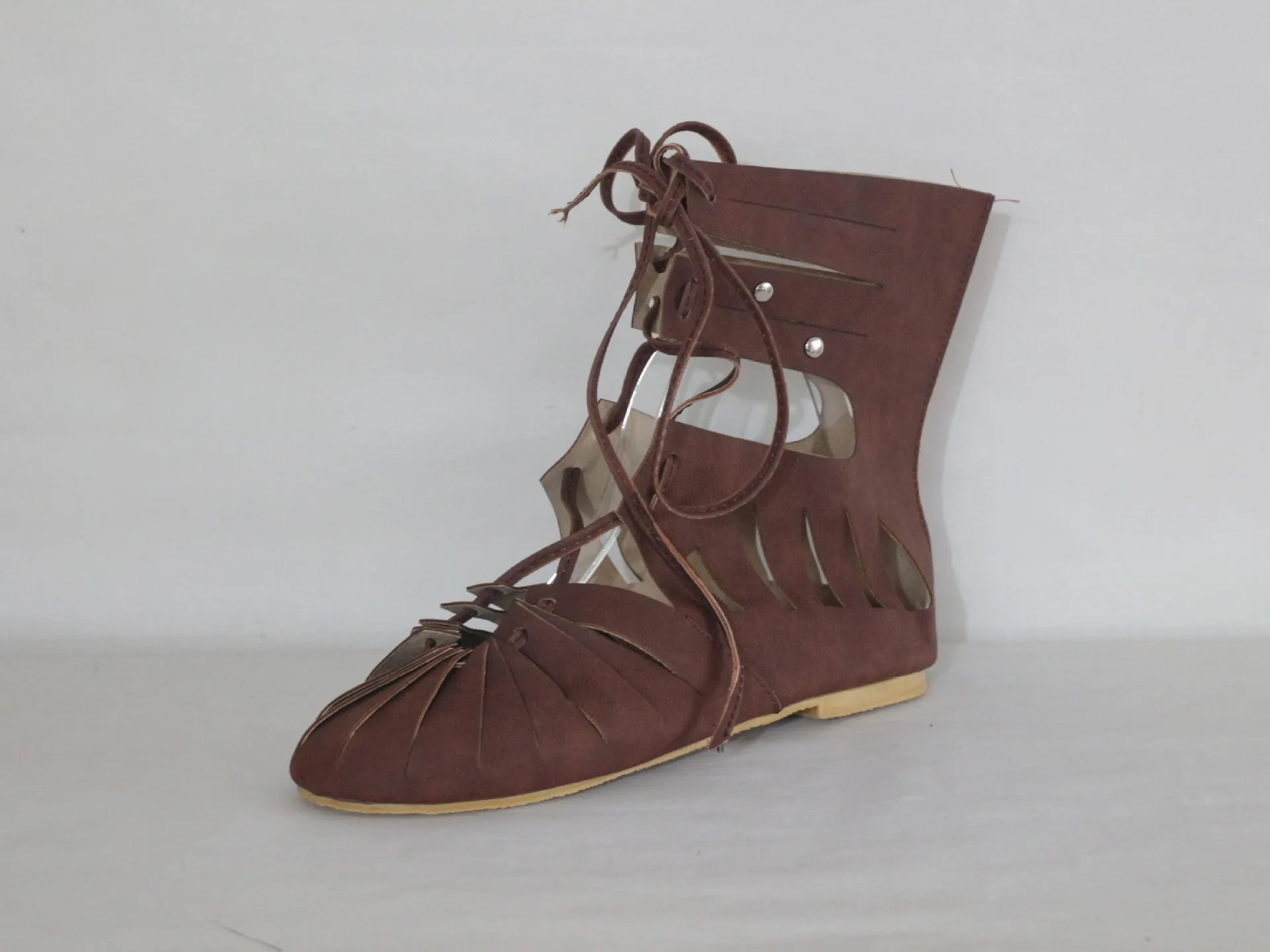 Mittelalter liche gotische Vintage Stiefel für Frauen Elf Hexe Blätter Schnürschuhe Cosplay Kostüm Vintage Riemchen flache Sandalen Sommer So ist Leben
