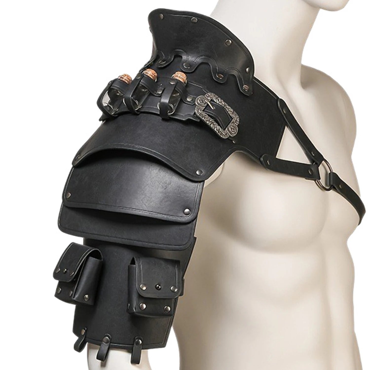 Mittelalterlicher Wikinger-Krieger, Ritter, Schulterpanzer, Gladiator, Piraten-Pauldrons, Steampunk, Vintage-Stil, PU-Leder, Spaulders, Cosplay-Kostüm So ist Leben