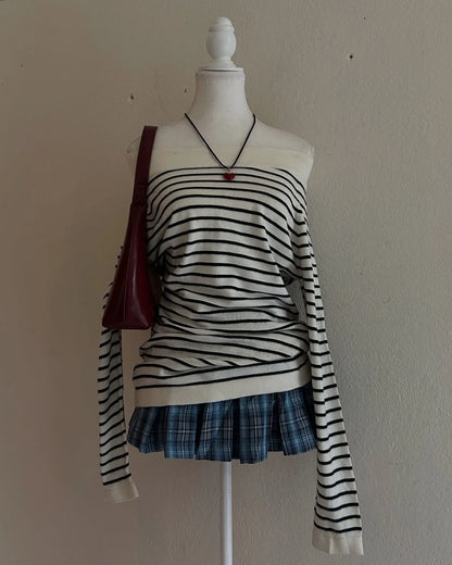 Spicy Girls Stripe Harajuku Y2k Langarm Top Streetwear Rock Goth Chic Crop Top Hip Hop Chic Langarm Pullover Mode Punk So ist Leben