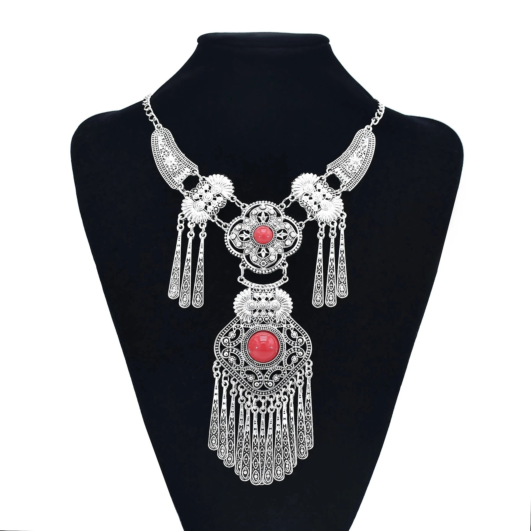 Türkei Bohemian Schwarz Blau Stein Ethnische Münze Quaste Halskette Türkische Gypsy Boho Strand Halsband Lätzchen Indien Halskette für Frauen Party So ist Leben