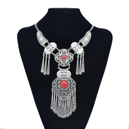 Türkei Bohemian Schwarz Blau Stein Ethnische Münze Quaste Halskette Türkische Gypsy Boho Strand Halsband Lätzchen Indien Halskette für Frauen Party So ist Leben