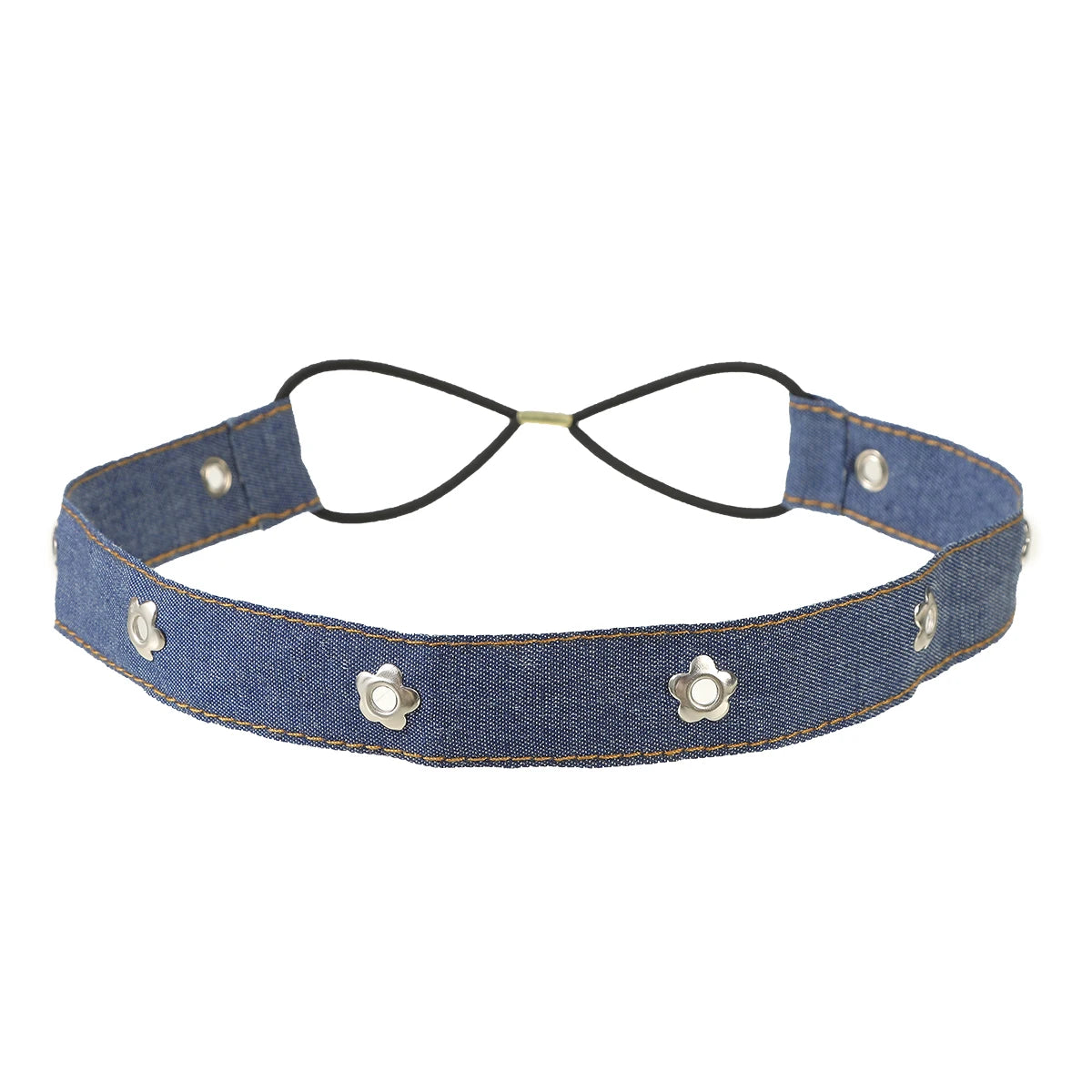 Punk Mädchen Stoff Hohl Elastisches Stirnband Metall Rock Personalisierte Hohl Ösen Haarband Casual Sport Stirnbänder Haar Zubehör So ist Leben