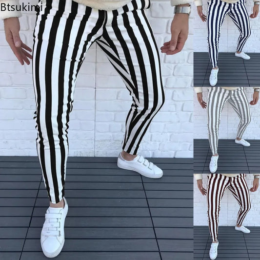 2026 Neue Herren-Bleistifthose Mode Klassische Lässige Gestreifte Bedruckte Hose Männliche Streetwear Business Sport Slim-Fit-Hose Herrenbekleidung So ist Leben