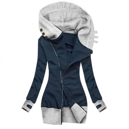 Frauen Herbst Winter Hoodie Mantel Langarm Tasche Zipper Mid-länge Jacke Große Größe Denim Jacke 2021 So ist Leben