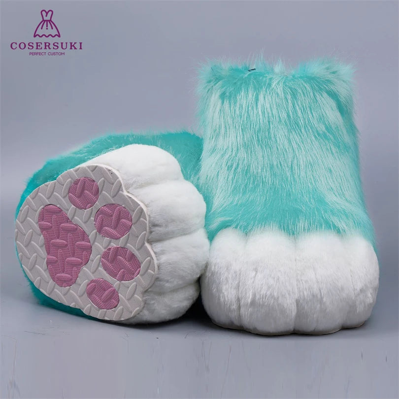 Kigurumi Fursuit Feline und Canine Paw Schuhe Pelzige Cosplay Schuhe Comic Con Performance Schuhe So ist Leben