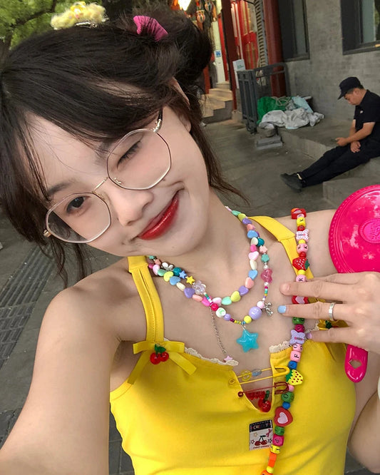 Genayooa y2k Vintage Tanktops schnüren rücken freie Camis Tops Streetwear 1920er Jahre japanische Fairycore Neck holder Tops Sommer Party Wear So ist Leben