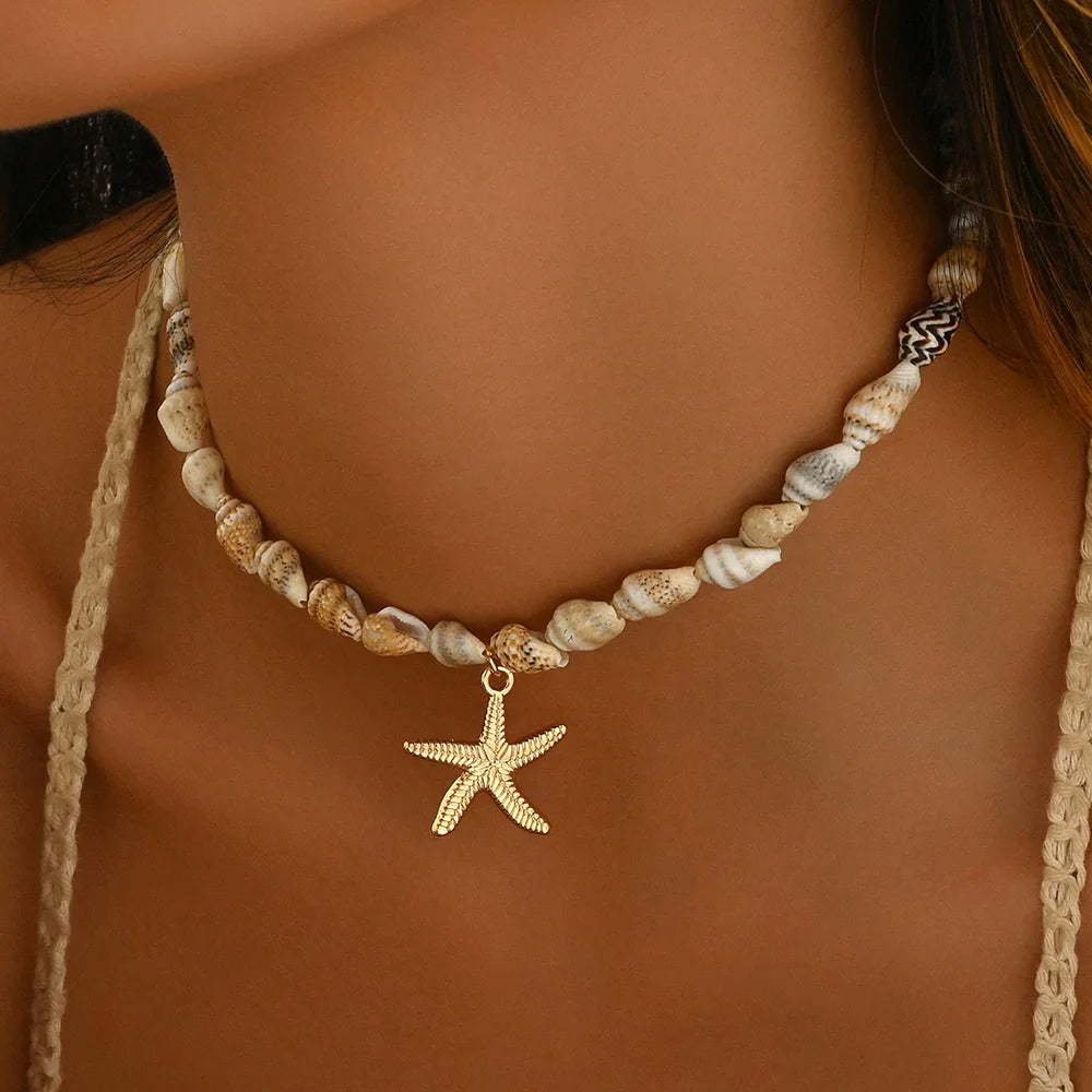 Modische natürliche Muschel-Perlen-Halskette, Muschel-Anhänger, vom Ozean inspirierter Schmuck, Halsband, geeignet für Frauen, Urlaub, Party, Alltag So ist Leben