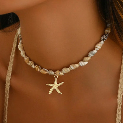 Modische natürliche Muschel-Perlen-Halskette, Muschel-Anhänger, vom Ozean inspirierter Schmuck, Halsband, geeignet für Frauen, Urlaub, Party, Alltag So ist Leben