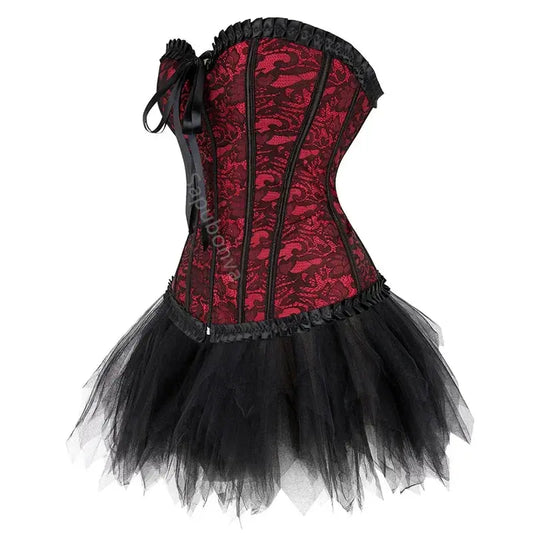 Korsett Kleid Bustier Rock Tutu Set Plus Size Lace Up Gothic Viktorianisch Lolita Vintage - So ist Leben