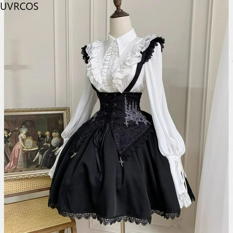 Japanische Kawaii Lolita Blusen Frauen Viktorianischen Vintage Laterne Hülse Shirts Tops Y2k Ästhetischen Cospaly JK Blusas Mujer De Moda - So ist Leben