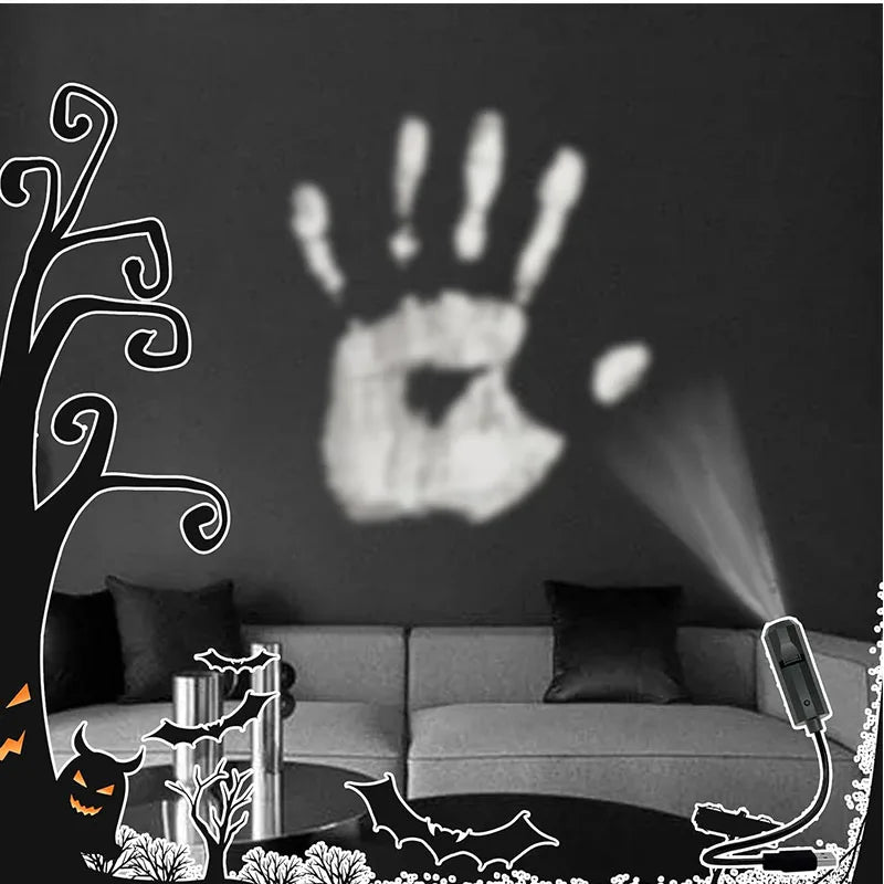 Halloween-USB-Projektorlicht, Totenkopf-Nachtlicht, Geister-LED-Lampe, 360 Grad drehbar, umschaltbares Muster, Design, dunkle und nächtliche Atmosphäre So ist Leben