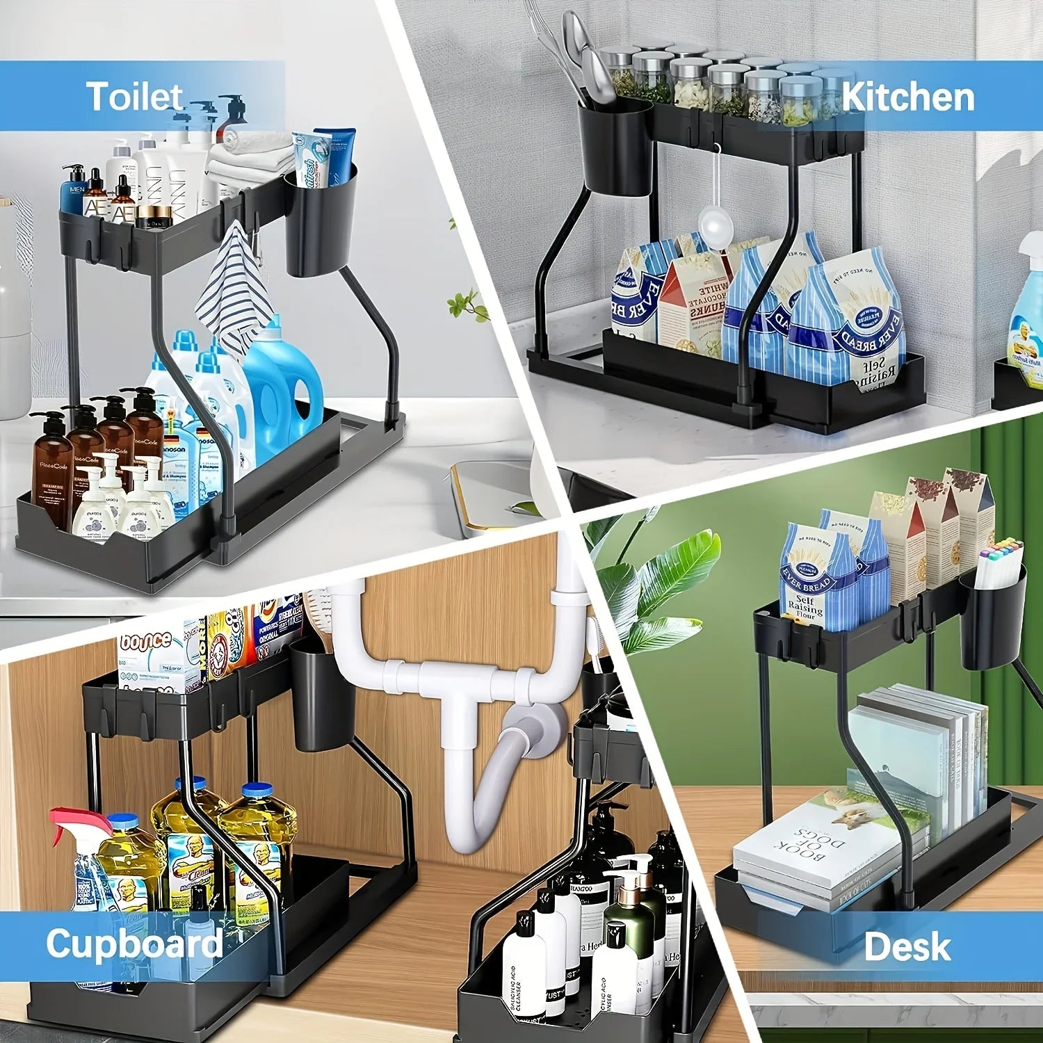 Platzsparender 2-stufiger Organizer unter dem Waschbecken, herausziehbare Aufbewahrungsbox, langlebig, großes Fassungsvermögen, für Küche und Badezimmer, unverzichtbarer Schubladen-Organizer So ist Leben