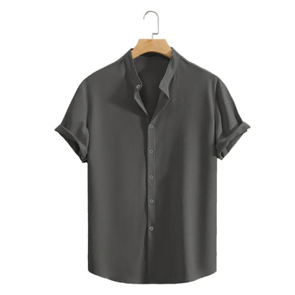 Jugend Casual Strand Kurzarm Shirts Einfarbig Lose Beiläufige Atmungsaktive Hemd Leichte Streetwear Männliche Taste Tops So ist Leben