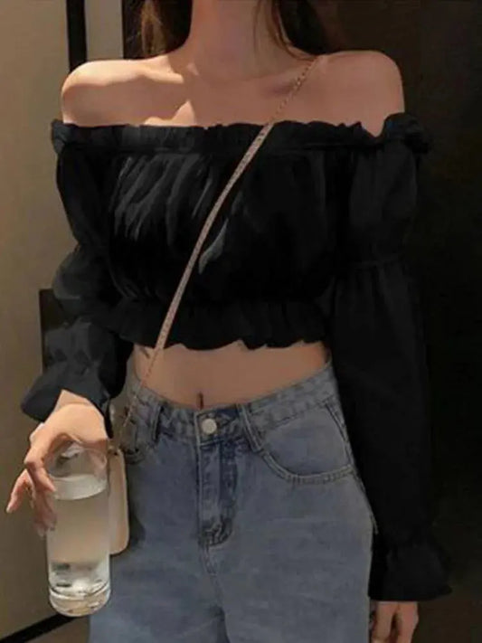 Top Langarm Schulter Sommer Tube Top - So ist Leben