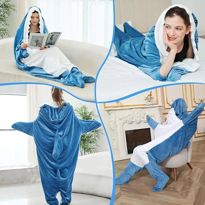 Shark Cosplay Onesie Pyjamas Flanell Lose Paar Erwachsene Camping Schlafsack Tragbare Decke Lustige Geschenke Pyjama Party Kostüm - So ist Leben