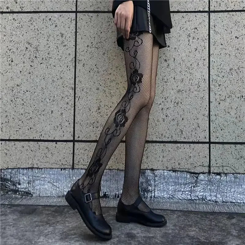 Klassische Lolita Höhlte Heraus Spitze Mesh Strümpfe Mit Flachem Boden Strumpfhosen Frauen Sexy Japanische Mädchen Gothic Punk Retro Spinne Web Strumpfhosen So ist Leben