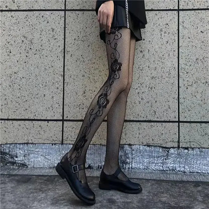 Klassische Lolita Höhlte Heraus Spitze Mesh Strümpfe Mit Flachem Boden Strumpfhosen Frauen Sexy Japanische Mädchen Gothic Punk Retro Spinne Web Strumpfhosen So ist Leben