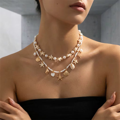 Boho Halskette mit Muschel‑Seestern‑Anhänger für Frauen So ist Leben