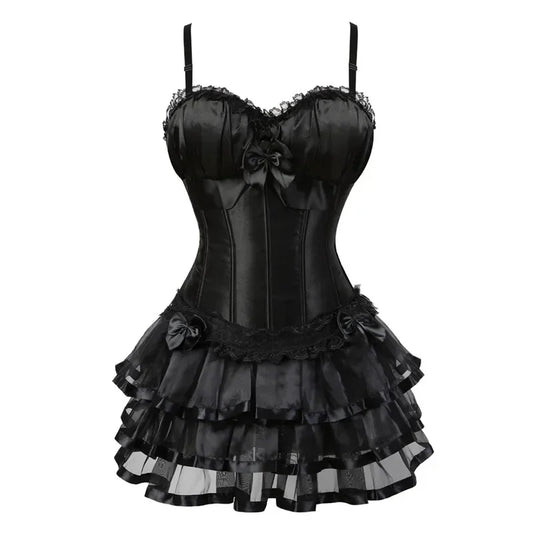Frauen Vollbrustkorsett Kleid mit Trägern Bustier Dessous Sexy Vintage Schnürkorsett Top Rock Set Plus Size So ist Leben