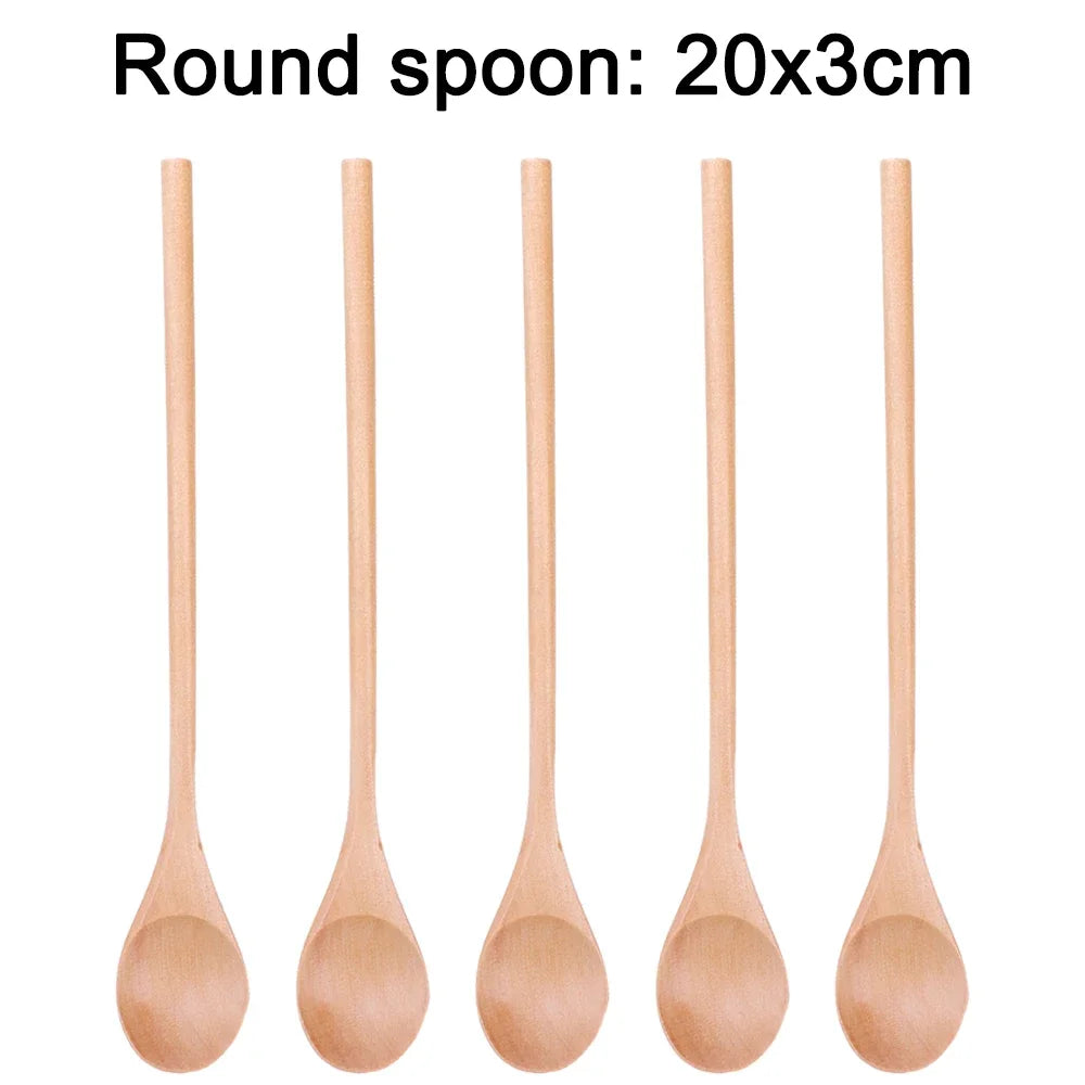 10/1Pcs Holz Tee Löffel Kochen Rühren Suppe Scoop Lange Hand Ellipse Küche Geschirr Set Kaffee Dessert Honig rühren Teelöffel So ist Leben