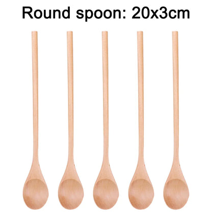 10/1Pcs Holz Tee Löffel Kochen Rühren Suppe Scoop Lange Hand Ellipse Küche Geschirr Set Kaffee Dessert Honig rühren Teelöffel So ist Leben