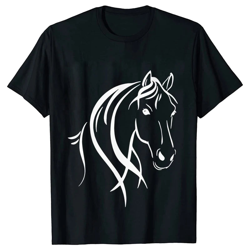 New Fashion Men Women T Shirt Horse Heartbeat Design Adults Children's Clothing Fashion Harajuku Horse Lover Tee T-Shirt Gifts So ist Leben