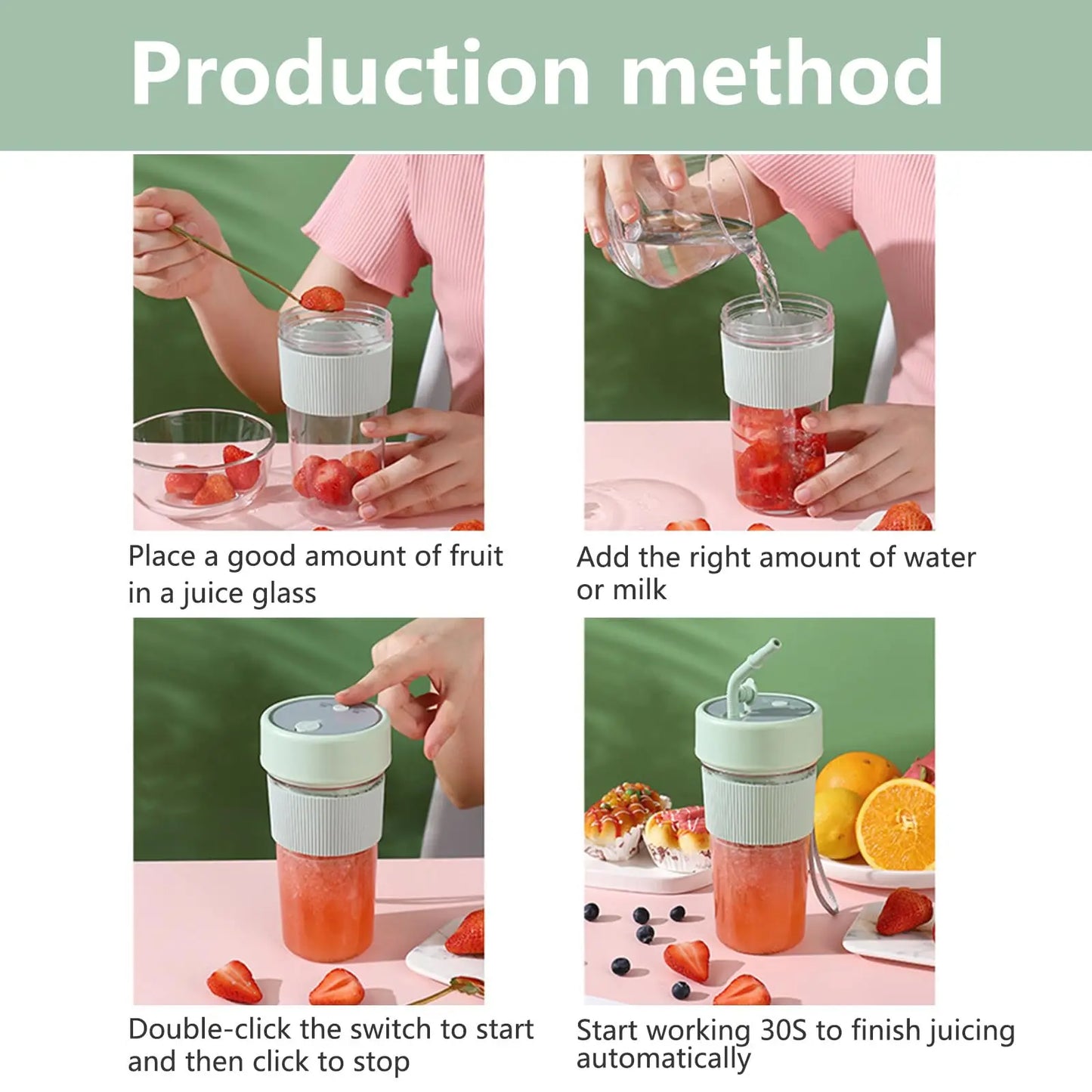 Tragbarer kabelloser Mixer – Wiederaufladbarer Smoothie Becher mit automatischer Reinigung und sicherem Design So ist Leben