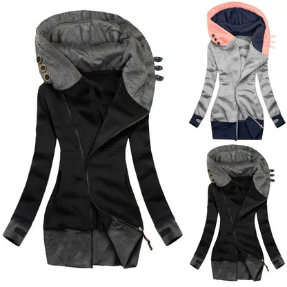 Frauen Herbst Winter Hoodie Mantel Langarm Tasche Zipper Mid-länge Jacke Große Größe Denim Jacke 2021 So ist Leben