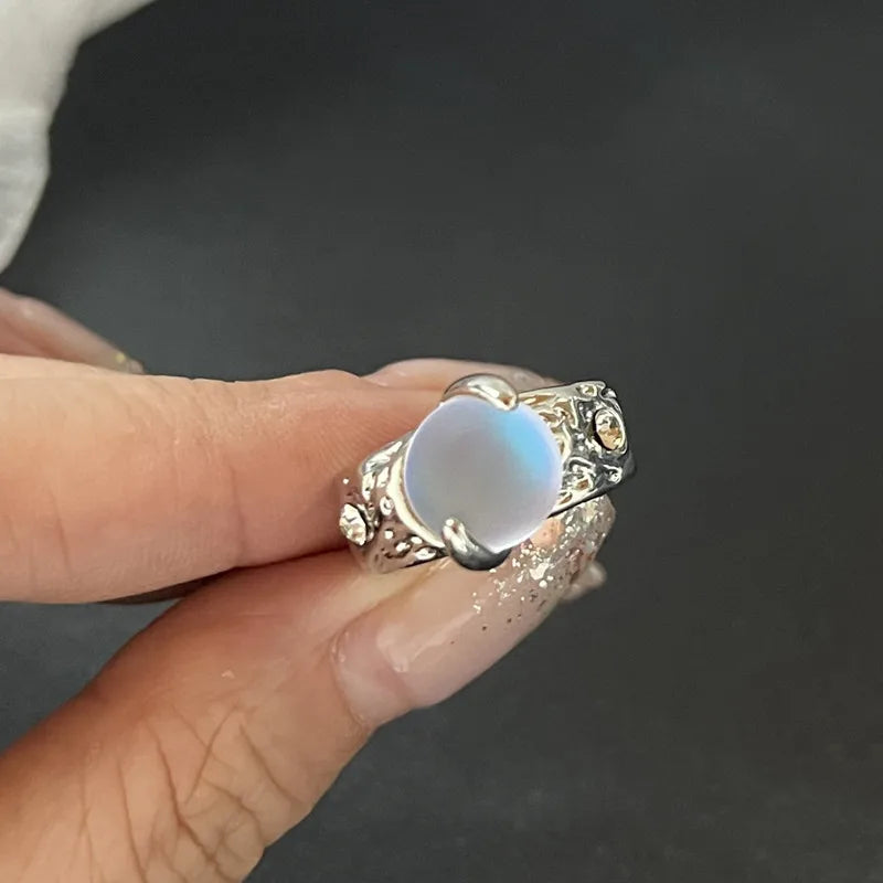 Y2K Kristall Ringe Kpop Herz Einstellbare Ring Unregelmäßige Geometrie Punk Vintage Ringe Set für Frauen Mädchen Neue Mode Schmuck So ist Leben