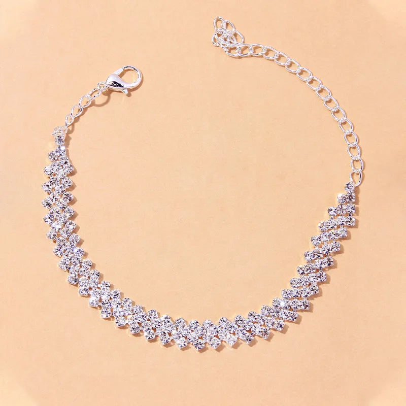 Mode Glänzende Raute Kette Fußkettchen für Frauen Mode Silber Farbe Sommer Strand Knöchel Armband Barfuß Sandalen Fuß Schmuck So ist Leben