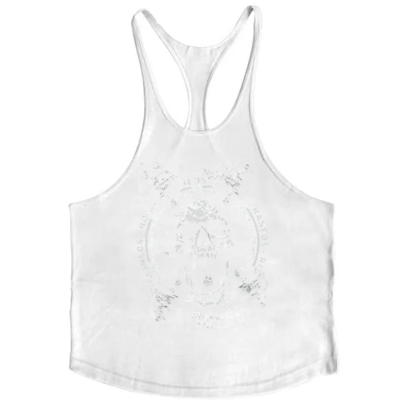 Macho Man Fitness-Tanktop, 100 % Baumwolle, Weste, Teufelsschädel, Retro-Gothic, schnell trocknende, ärmellose Unterhemden für Herren, Muskeltraining-Top - So ist Leben