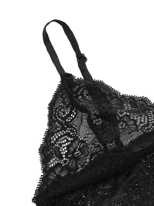 1Damen 2-teiliges sexy Spitzen-Pyjama-Set, durchsichtiges Bralette, Cami-Top und Shorts, atmungsaktive Nachtwäsche, Sommer-Dessous in Übergröße So ist Leben